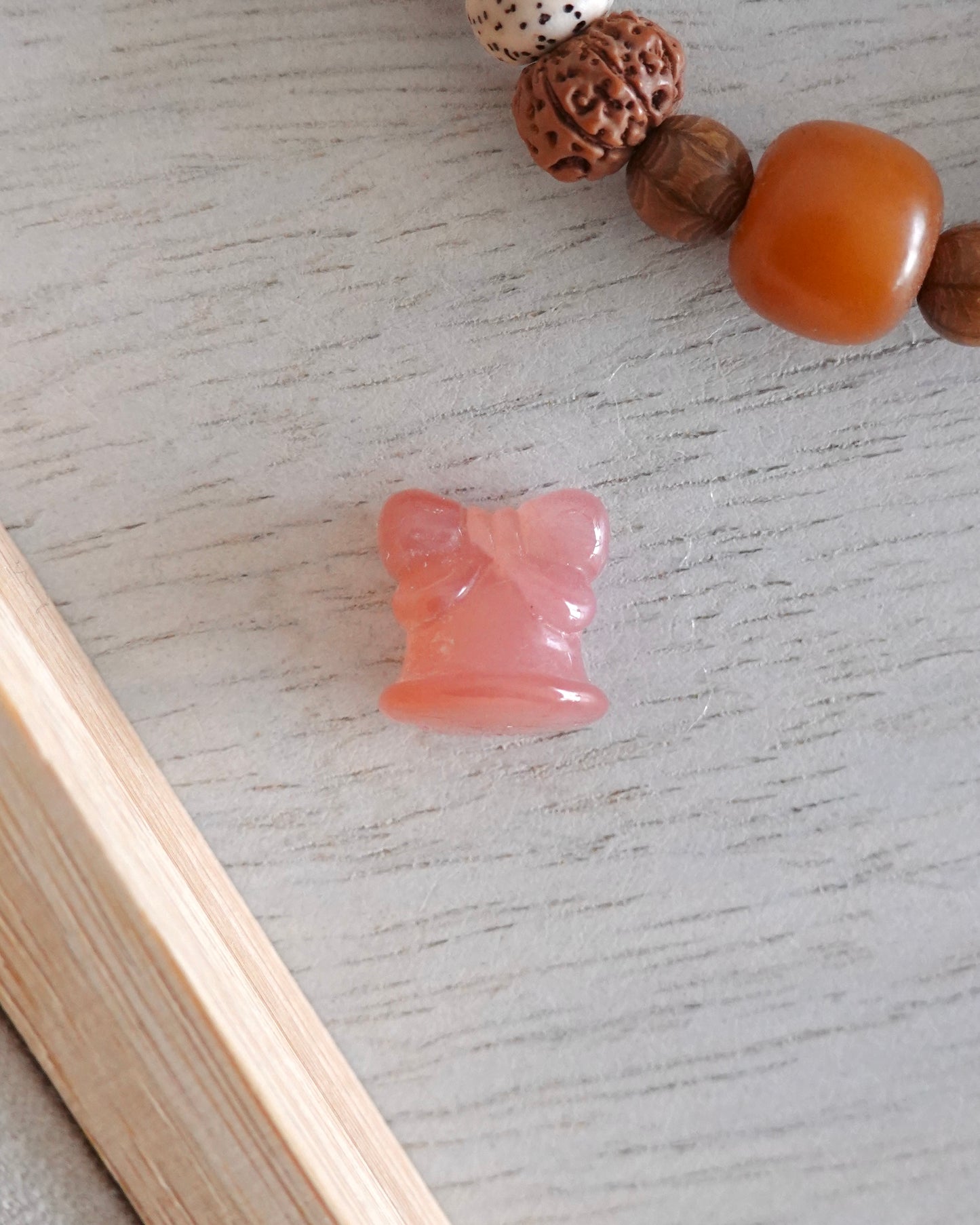Pink Horizontal Drilled Agate Christmas Bell Charm | 19th December 2024 Instagram Stories Claim - Crystal Department