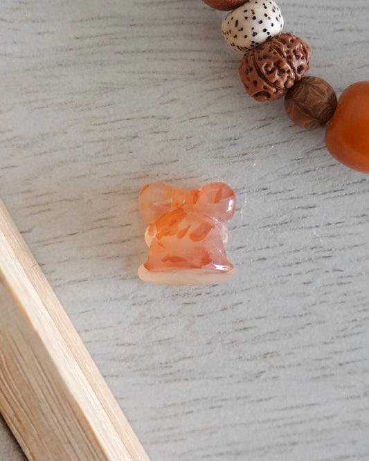 Warm Tone Orange w/ Dragon Veins Horizontal Drilled Agate Christmas Bell Charm | 19th December 2024 Instagram Stories Claim - Crystal Department