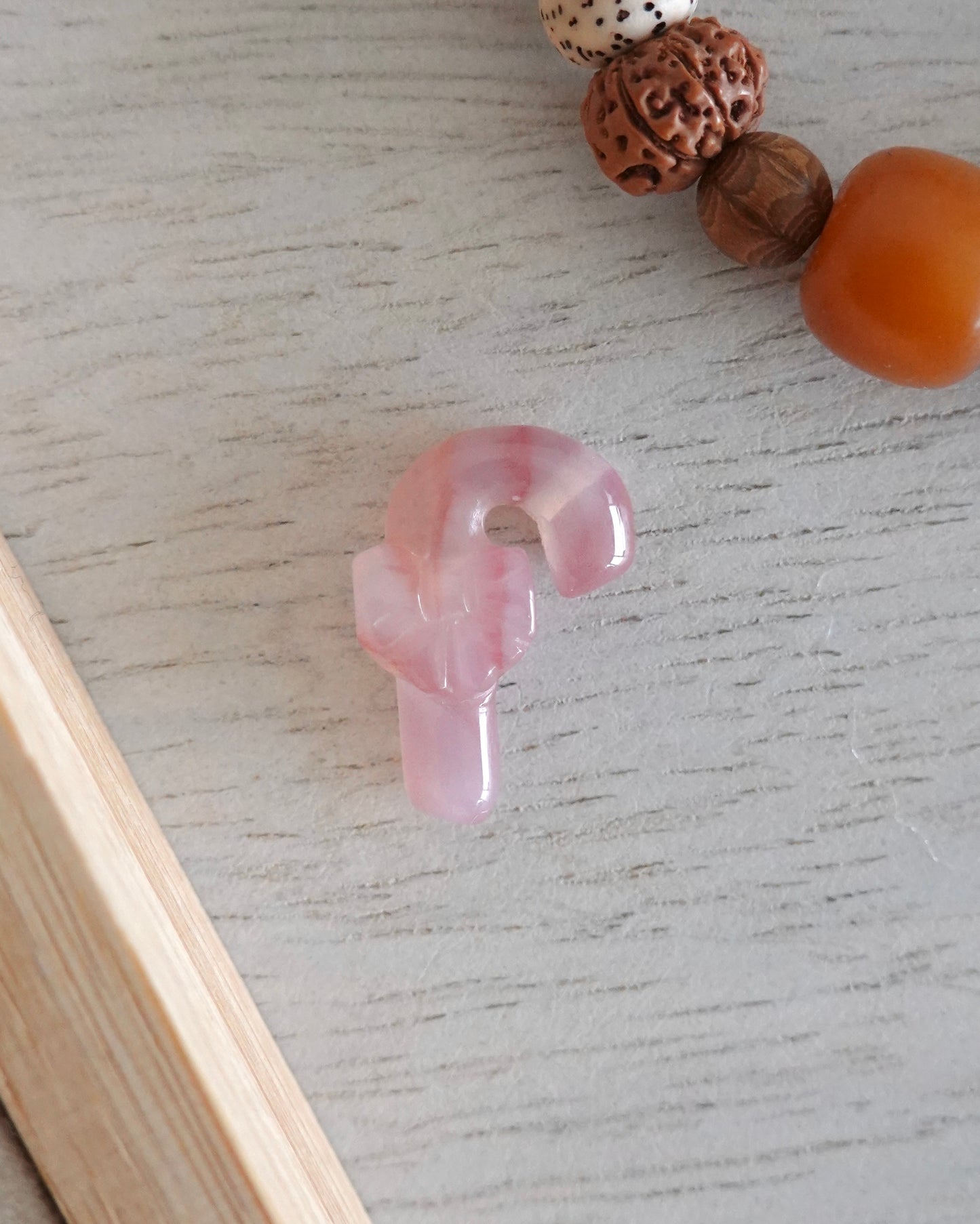 Strippy Pink Agate Candy Cane Charm | 19th December 2024 Instagram Stories Claim - Crystal Department